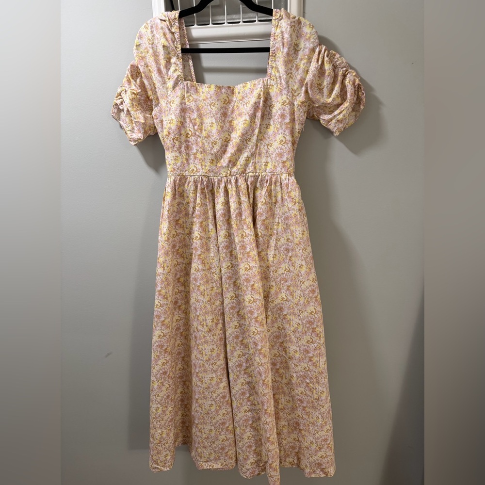 Like New Free People Floral Puff Sleeve Dress, Sz 8
